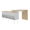 Office Table Dubai 6306 Desk  135.6*136.5*75Cm Light Oak/White (Limited 3 Months Warranty)