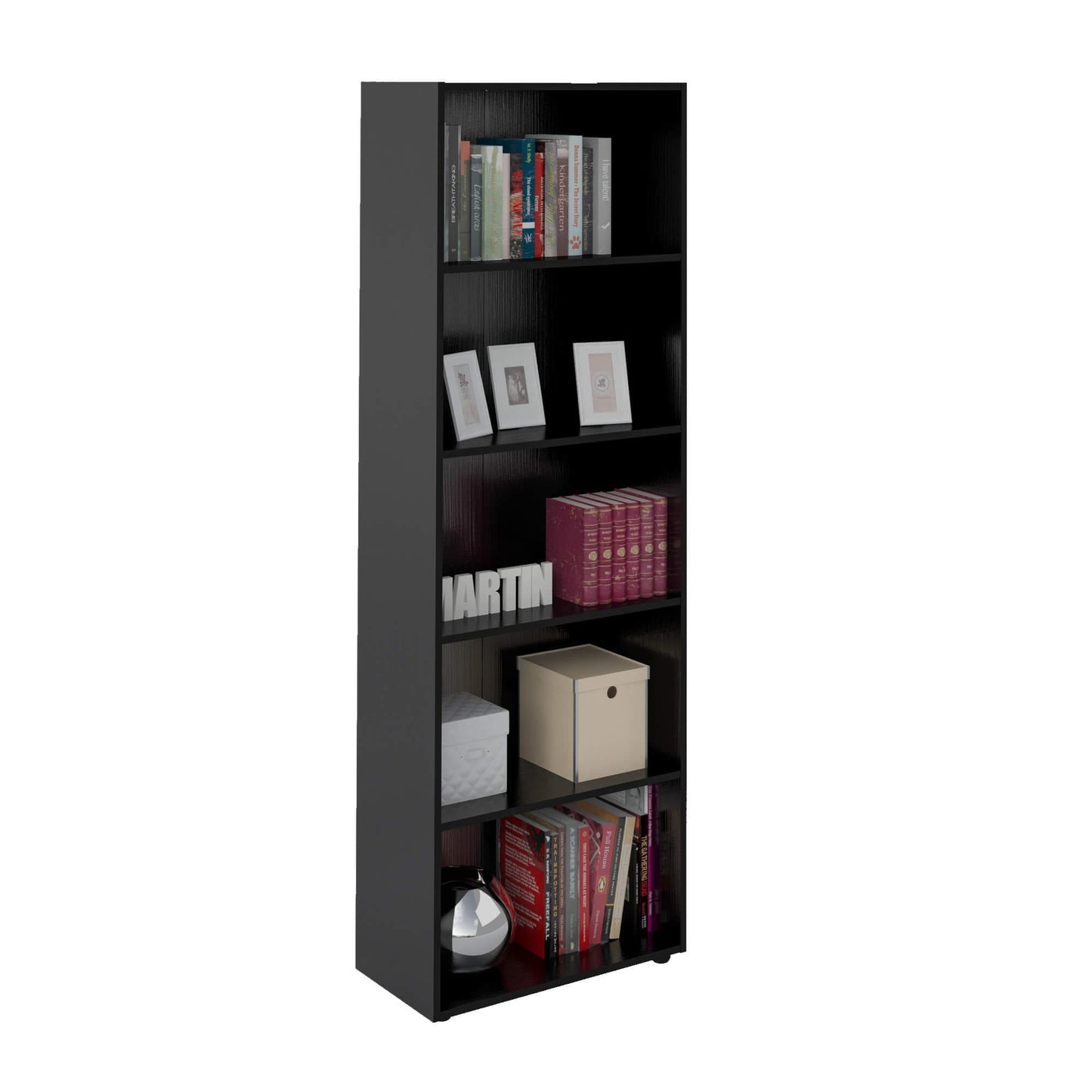 Bookcase Multy 4146 Five Shelves  60*30*180Cm Black  (Limited 3 Months Warranty)