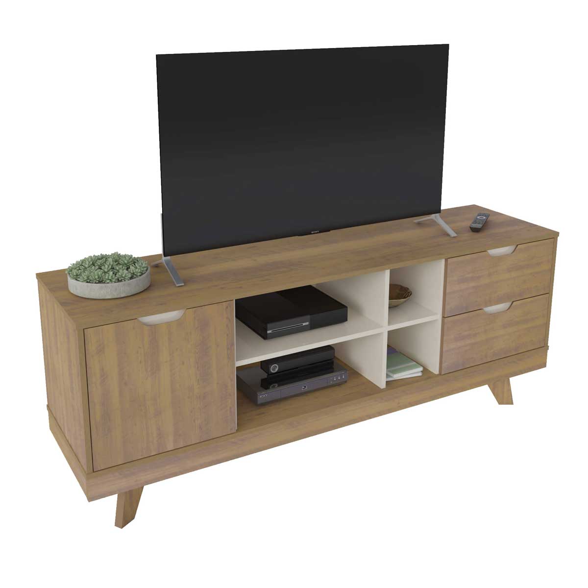 Tv Stand Michigan 4226 Up To 65 / 1 Door + 4 Niches  160*41.5*63Cm Pine/Off White (Limited 3 Months Warranty)