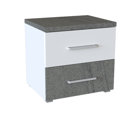 Nightstand Henry 2 Drawers Grey/White (Limited 3 Months Warranty)