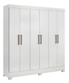 Wardrobe Pratico 63020/03 6 Doors With 3 Drawers 201*212*47 cm White ( Limited 3 Months Warranty )