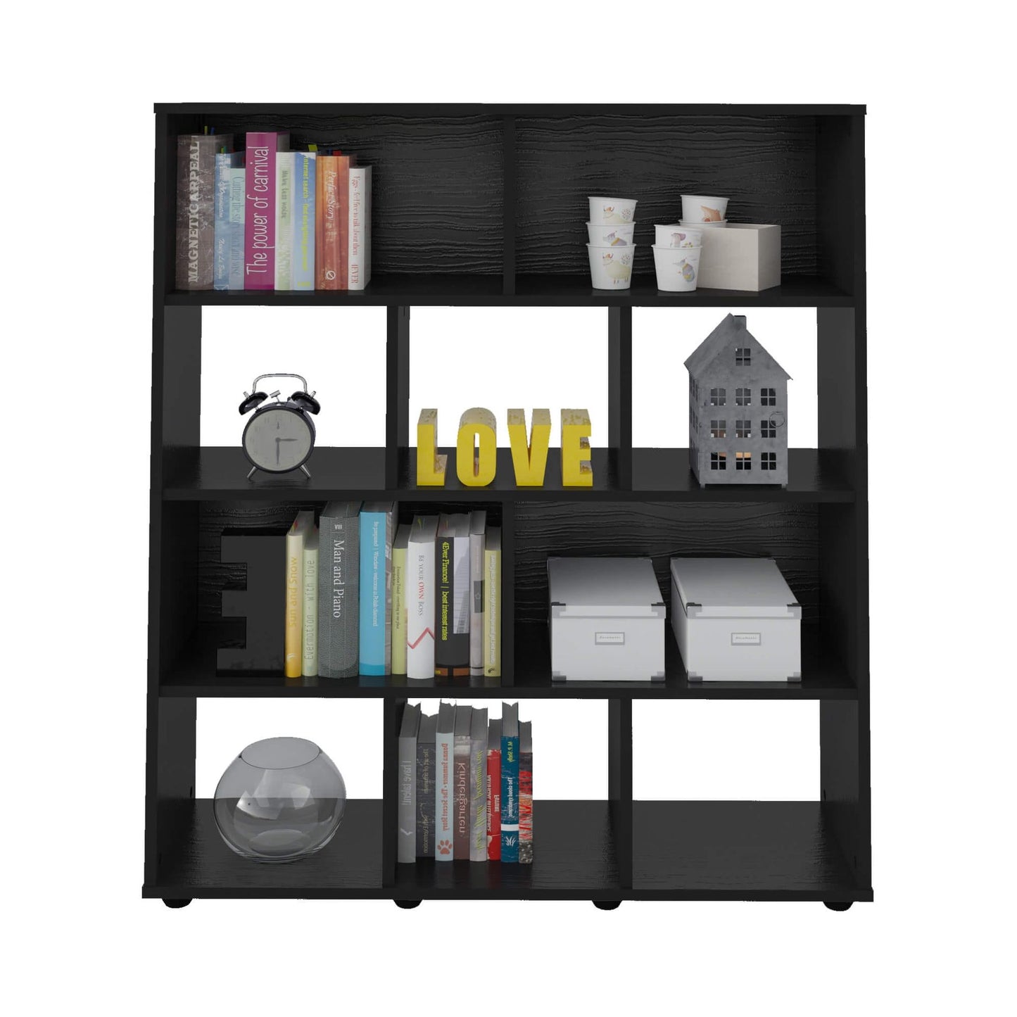 Bookcase Book 4054 10 Niches  91*25*109Cm Black  (Limited 3 Months Warranty)