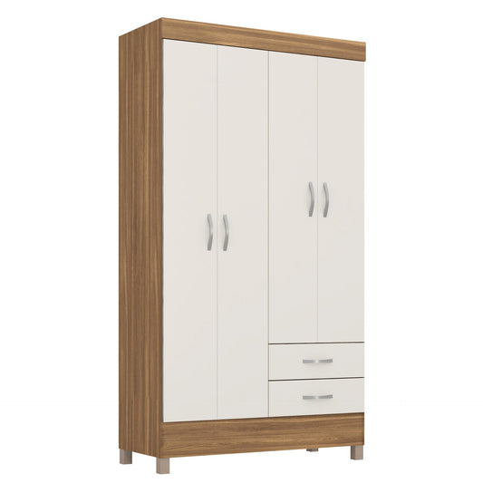 Wardrobe Astro 42860/140 4 Doors With 2 Drawers 110*201*47 Cm  Off White / Brown   (Limited 3 months Warranty)