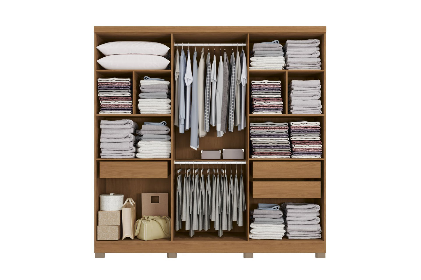 Wardrobe Cbj559-Cn 6 Doors With 2 Drawers & Mirror  223*223*47Cm Canela/ Cinnamon  (Limited 3 Months Warranty)