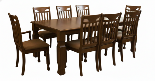 Dining Set Taira Table With 8 Chairs Dark Brown (Limited 3 Months Warranty)