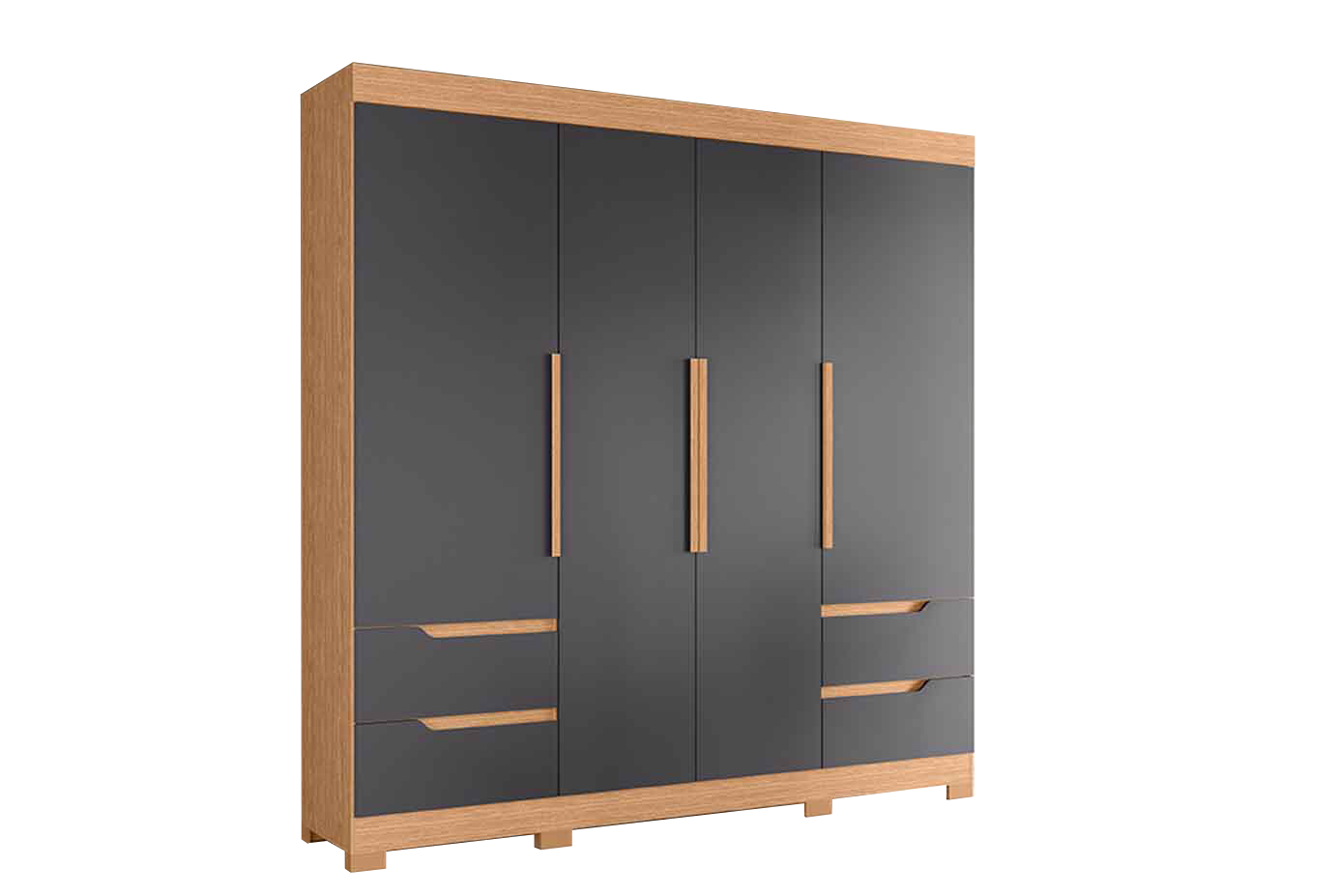 Wardrhttps://furnituremu-furnituremu.odoo.com/odooobe Vivacce 111-307 4 Doors With 4 Drawers  212*217*47Cm Freijo/Titatium  (Limited 3 Months Warranty)