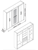 Wardrobe Valley Ref 1155 6 Doors With 2 Drawers 260*231*55Cm Fraijo/Titanium (Limited 3 Months Warranty)