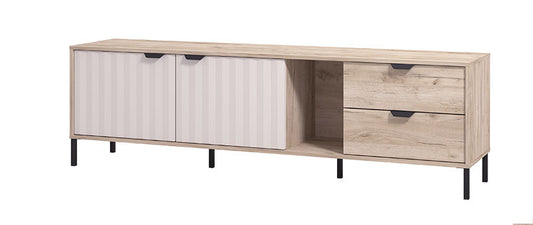 Tv Stand Vandea 2 Doors With 2 Drawers  182.5*40*54.5Cm Oak/Black  (Limited 3 Months Warranty)