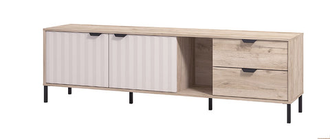 Tv Stand Vandea 2 Doors With 2 Drawers  182.5*40*54.5Cm Oak/Black  (Limited 3 Months Warranty)
