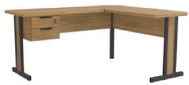 Office table 1170A-IT corner desk with 2 drawers 75H X 150W X 170D cm nogueira (limited 3 months warranty )