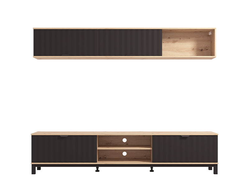 Tv Stand Monaco 11013510 218*40*47.5Cm  Light Brown/Black (Limited 3 Months Warranty)