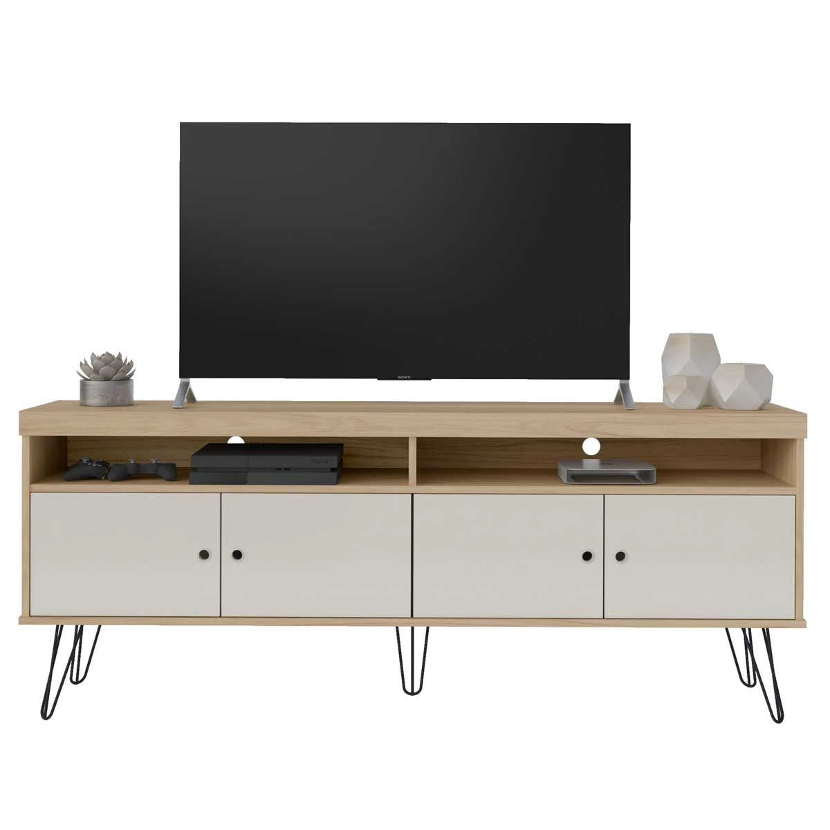 Tv Stand Liberty 4217 Up To 65 / 4 Doors  160*33.5*62Cm Oak/Off White (Limited 3 Months Warranty)