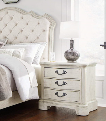 NIGHT STAND ARLENDYNE THREE DRAWER B980-93W9 74.9CM*83.8CM*53.3CM ANTIQUE WHITE