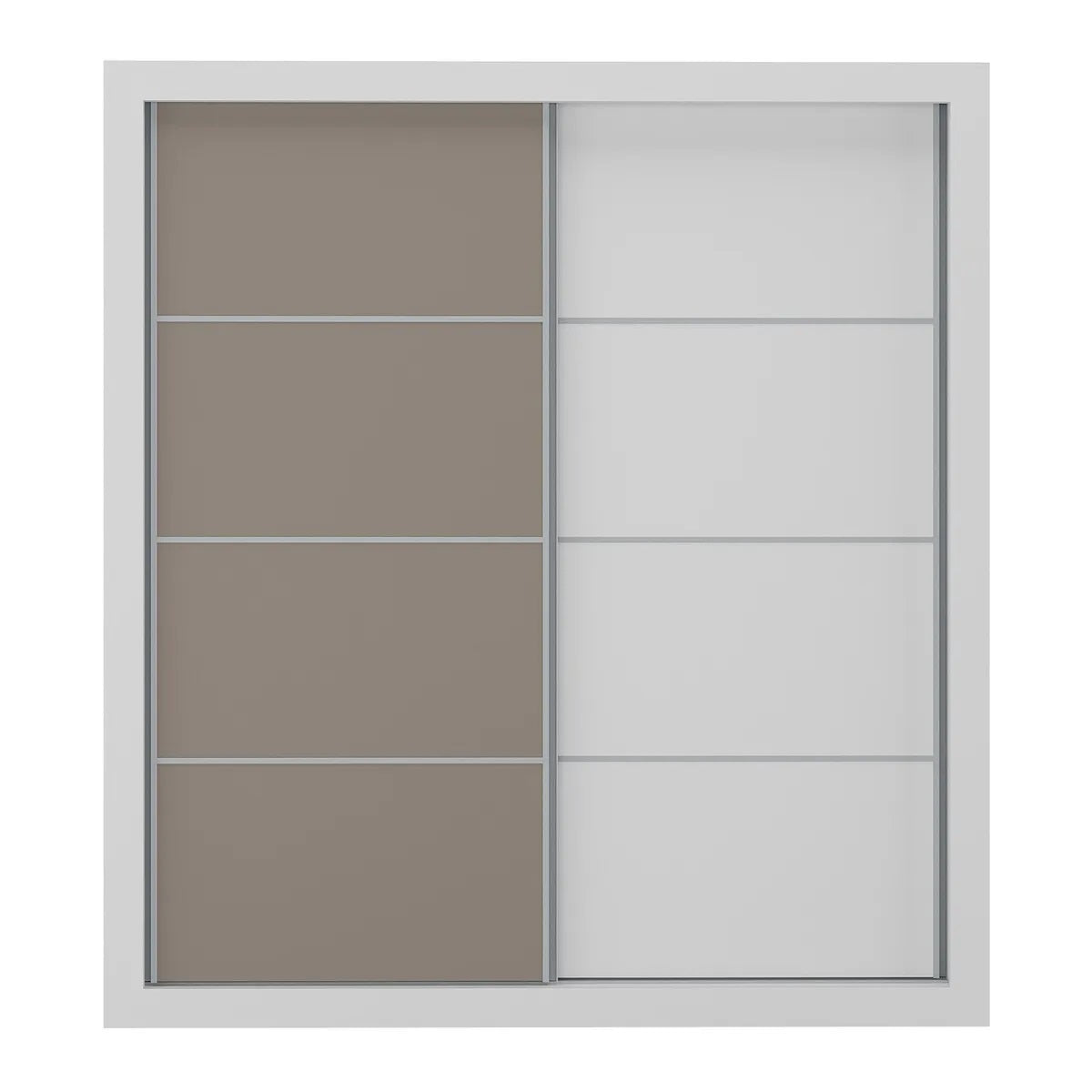 Wardrobe Mp4263 2 Sliding Doors With 4 Drawers  218*200*51Cm White / Lacca Smoke (Limited 3 Months Warranty)