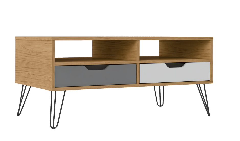 Coffee Table Estocolmo 4386 2 Drawers  100*54*45Cm Oak/Graphite/White (Limited 3 Months Warranty)