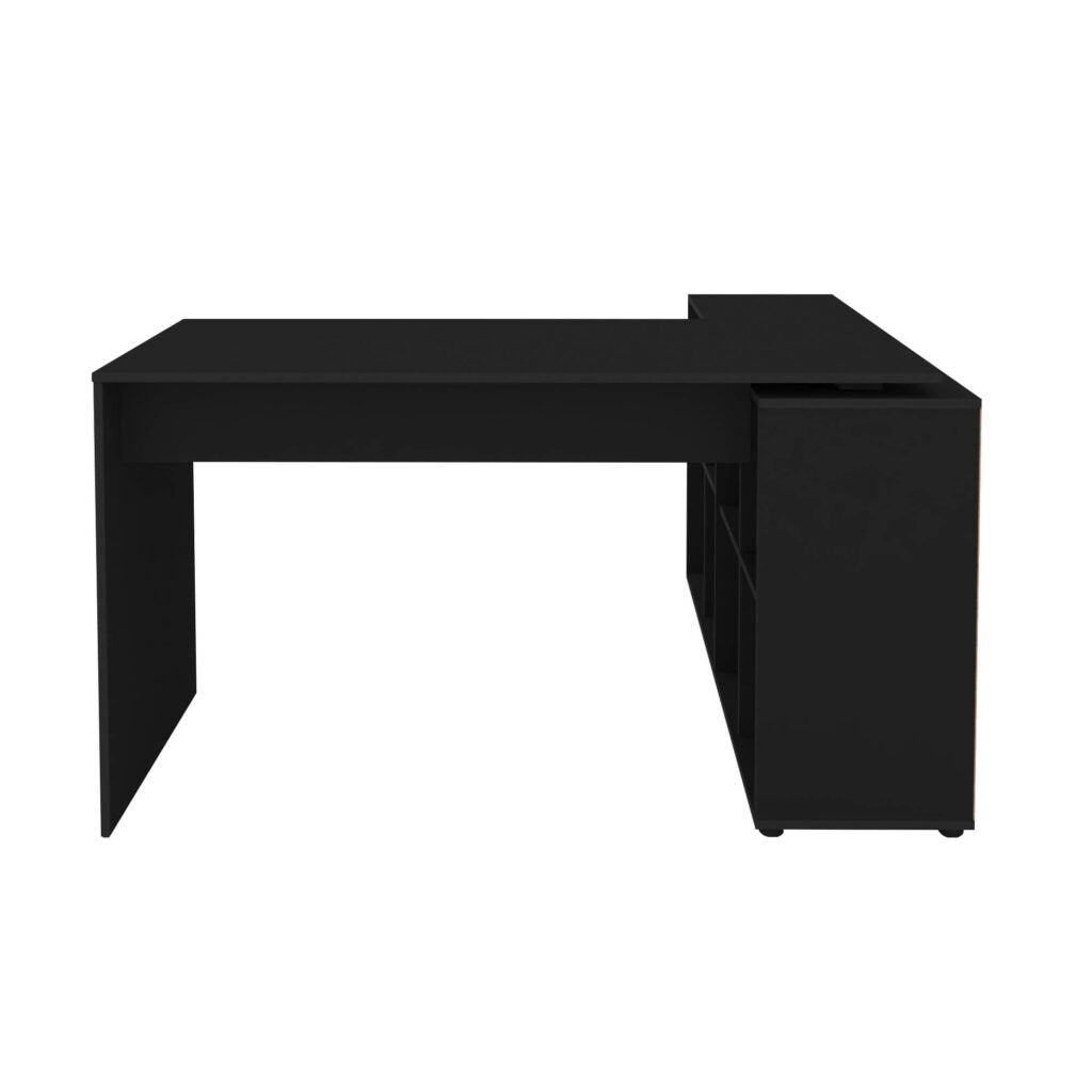 Office Table Nero 6079 8 Spacious Niches  140.3*130*75.4Cm Black (Limited 3 Months Warranty)