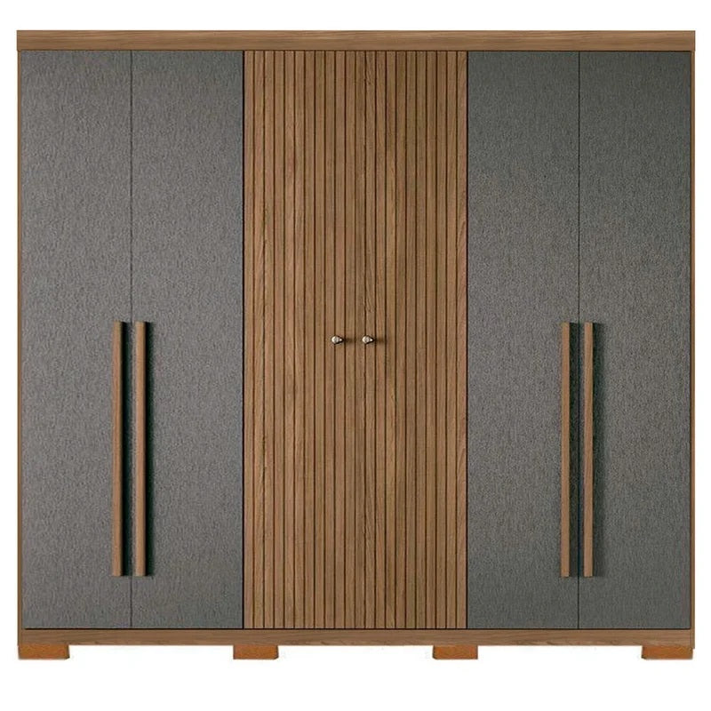 Wardrobe Buriti 162348Ep 6 Doors  Jatoba/Grafite  (Limited 3 Months Warranty)
