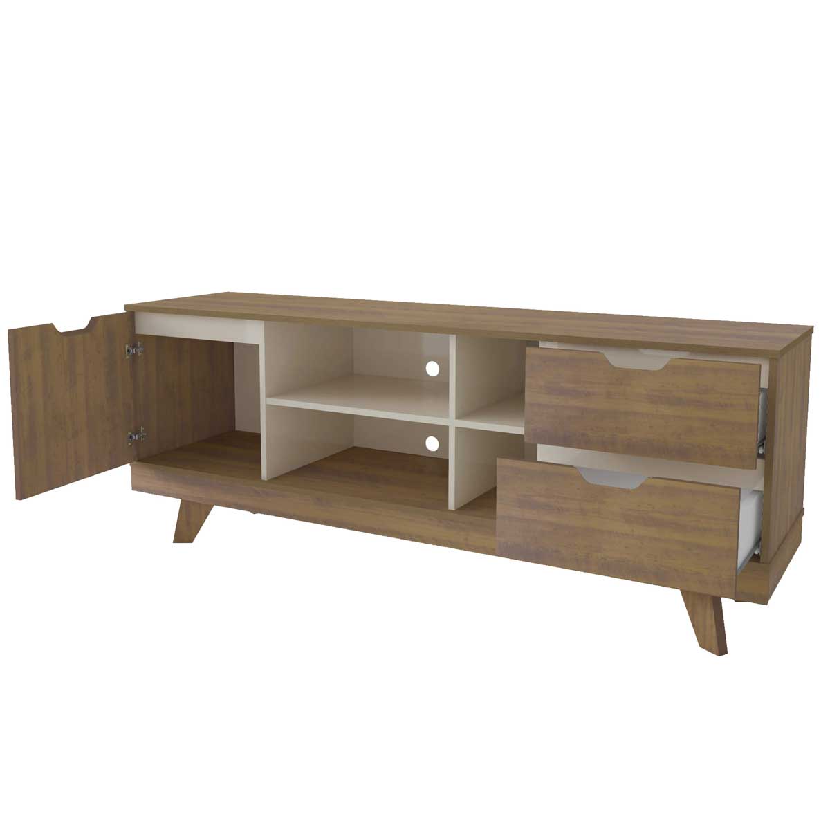Tv Stand Michigan 4226 Up To 65 / 1 Door + 4 Niches  160*41.5*63Cm Pine/Off White (Limited 3 Months Warranty)
