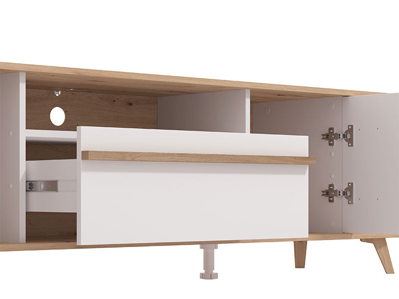 Tv Stand Orleans 11013346 2 Doors  189*40*52Cm Oak / White (Limited 3 Months Warranty)