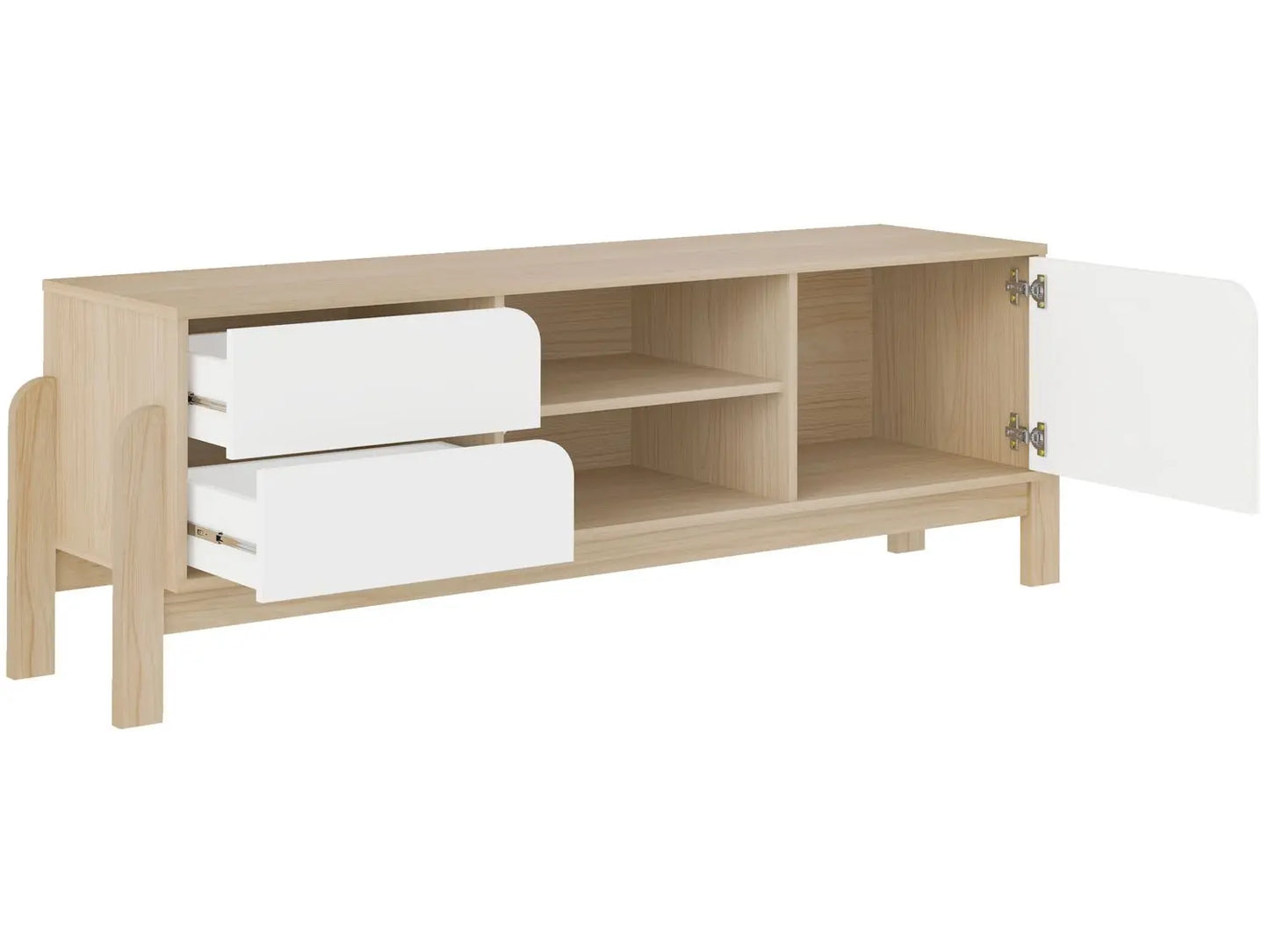 Tv Stand Nature 4606 Up To 65 / 1 Door With 2 Drawers  160*40*43Cm Natural/White (Limited 3 Months Warranty)