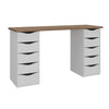 Office Table Due 6023 Desk  With 10 Drawers  136*45.4*75.3Cm Nogal/ White  (Limited 3 Months Warranty)