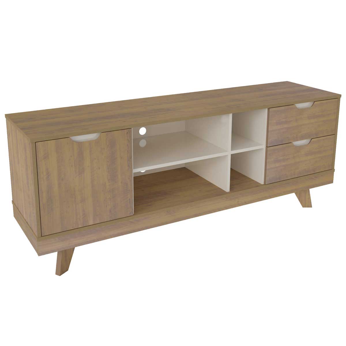 Tv Stand Michigan 4226 Up To 65 / 1 Door + 4 Niches  160*41.5*63Cm Pine/Off White (Limited 3 Months Warranty)