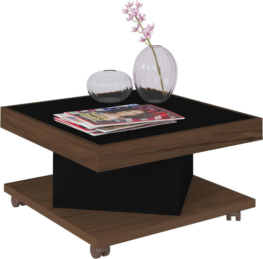Coffee Table Saara 1208 Space On The Top  63*63*33.5Cm Walnut/Black (Limited 3 Months Warranty)
