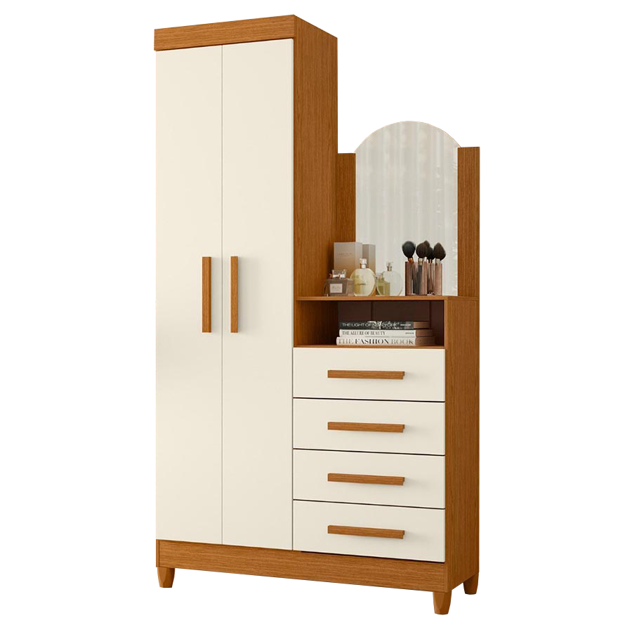 Dresser New Capri 232-298 2 Doors With 4 Drawers  103*179*38Cm Cinnamon/Off White  (Limited 3 Months Warranty)