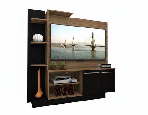 Tv Stand L2473 With Panel Up To 55  164*165*32.5Cm Wood/Black  (Limited 3 Months Warranty)