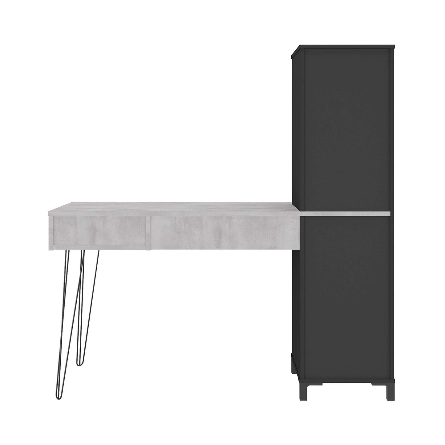 Office Table Fusion 6277 One Drawer With 2 Shelves  137.8*60.3*141.2Cm Concrete / Black  (Limited 3 Months Warranty)
