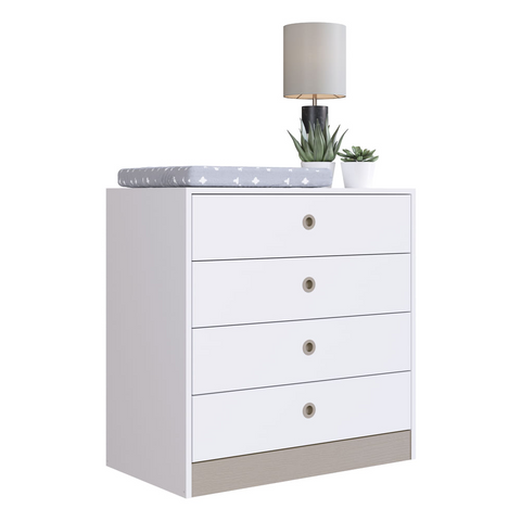 Commode Cr40100 4 Drawers  74.5*73*42.2Cm White/Smoked Lacca  (Limited 3 Months Warranty)