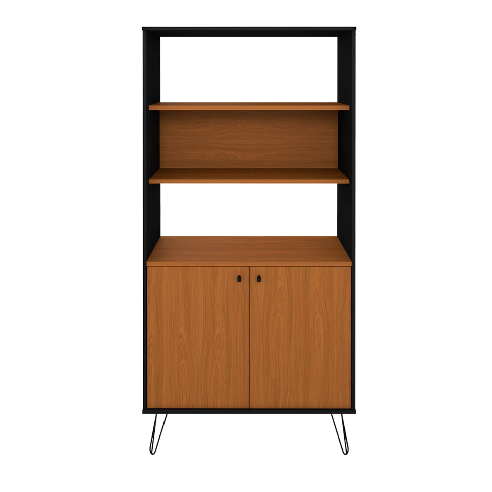 Bookcase Hit 6195 2 Doors With 1 Internal Shelf  90*36*183Cm Freijo/Black  (Limited 3 Months Warrantyhit 6195