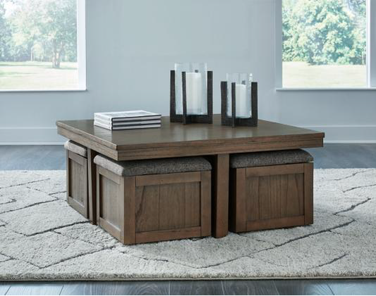 COFFEE TABLE BOARDERNEST COCKTAIL W/4 STOOLS (5/CN) T738-20