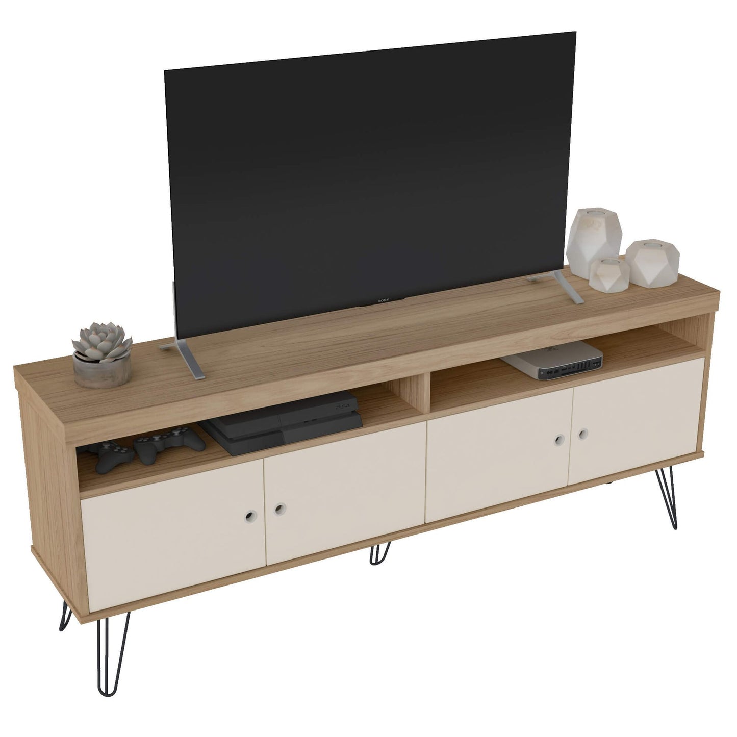 Tv Stand Liberty 4217 Up To 65 / 4 Doors  160*33.5*62Cm Oak/Off White (Limited 3 Months Warranty)