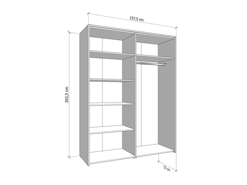 Wardrobe Varadero 4 Doors  157.5*53*203.5Cm Grey  (Limited 3 Months Warranty)
