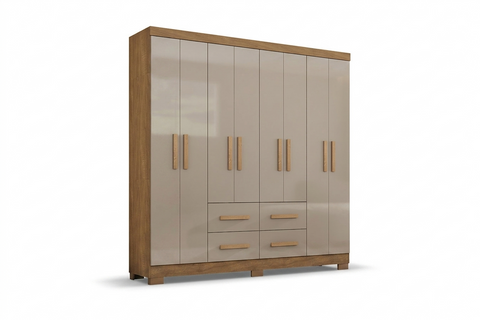 Wardrobe Itapema 2126R-490 8 Doors With 4 Drawers H180*W182*40Cm Acacia/Reflecta Shine ( Limited 3 Months Warranty  )