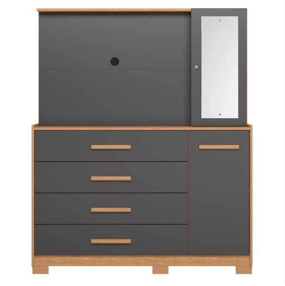 Dresser Ilhabela 18183-307 2 Doors With 4 Drawers  139*169*39Cm Freijo/Titatium  (Limited 3 Months Warranty)