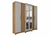 Wardrobe Montreal 2021R-355 6 Doors With Mirror  224.0Cm*238.0Cm*56.0Cm Off White Natural Rustic Cinnamon (Limited 3 Months Warranty)