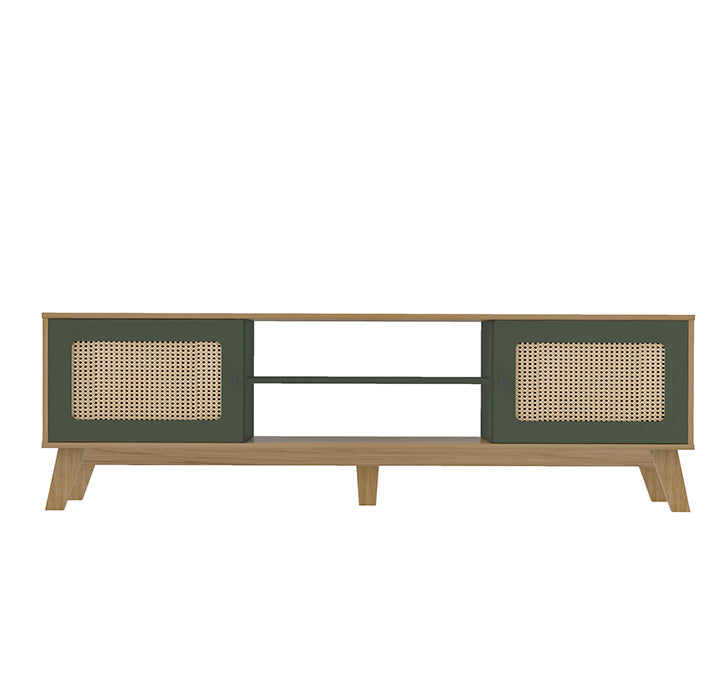 Tv Stand Charlotte 4534 Up To 75 / 2 Doors With 2 Niches  180*40*55Cm Oak/Mint  (Limited 3 Months Warranty)