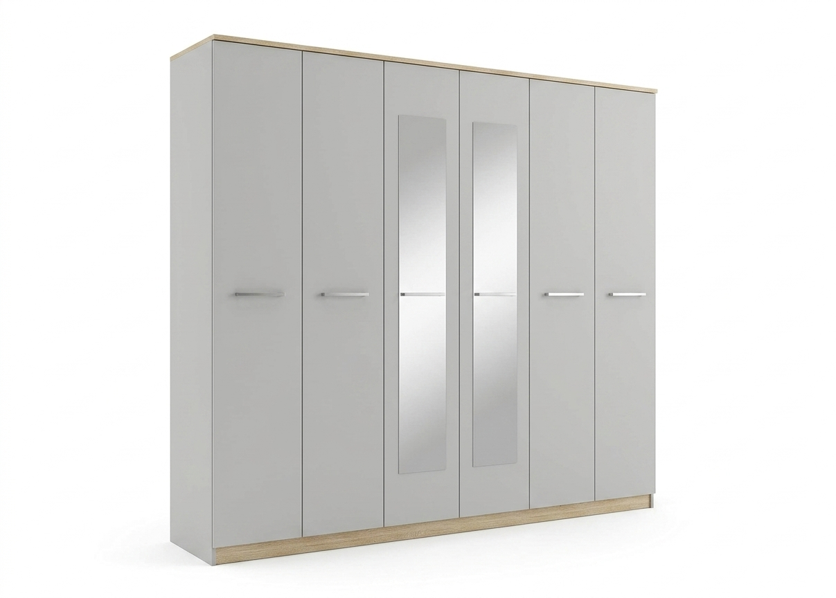 Wardrobe Sunrise 6 Doors  White Gloss ( Limited 3 Months Warranty )