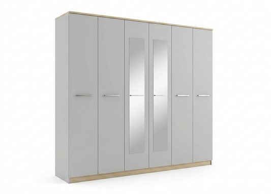 Wardrobe Sunrise 6 Doors  White Gloss ( Limited 3 Months Warranty )