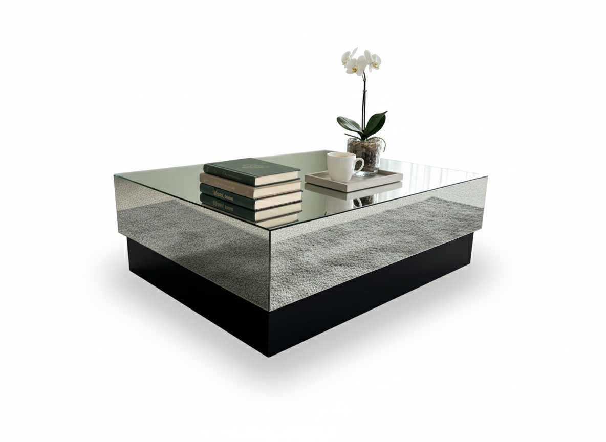 Coffee Table 2577 Centre Table With Mirror  35.5*100*70.9Cm Grabhite (Limited 3 Months Warranty)