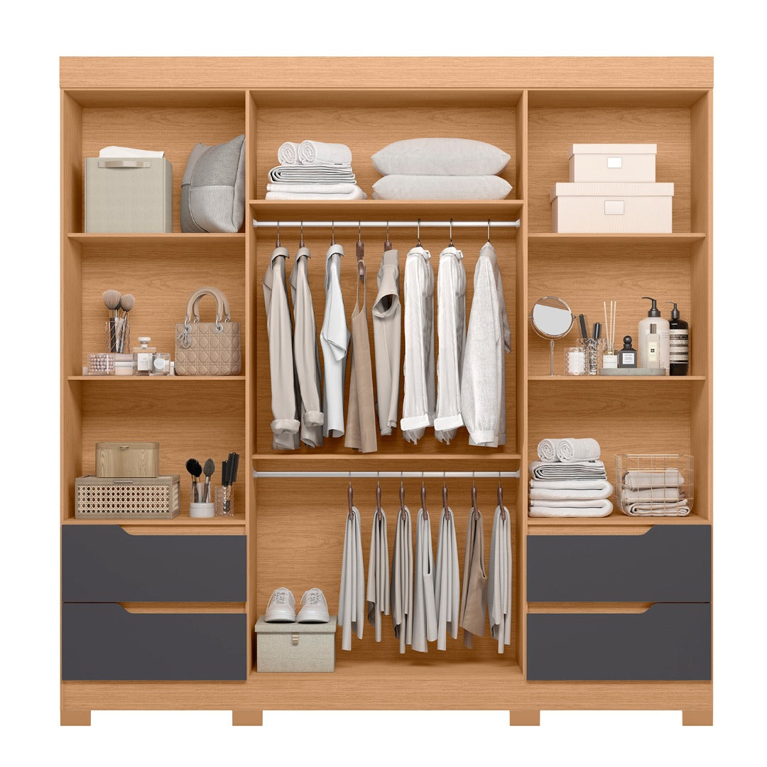 Wardrhttps://furnituremu-furnituremu.odoo.com/odooobe Vivacce 111-307 4 Doors With 4 Drawers  212*217*47Cm Freijo/Titatium  (Limited 3 Months Warranty)