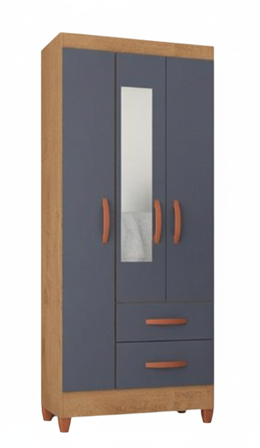 Wardrobe Fortaleza 3503R-450 3 Doors  180.0Cm*74.5Cm*40.0Cm Rustic Canelato/Graphite (Limited 3 Months Warranty)