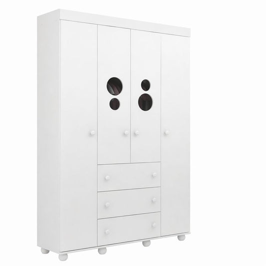 Wardrobe 2894 4 Doors With 3 Drawers  191.5*121*41.5Cm White (Limited 3 Months Warranty)