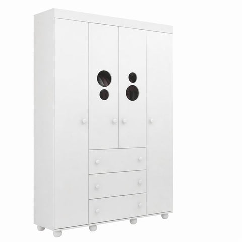 Wardrobe 2894 4 Doors With 3 Drawers  191.5*121*41.5Cm White (Limited 3 Months Warranty)
