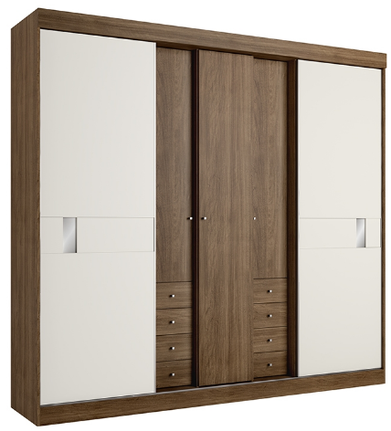 Wardrobe Sognare 5 Doors 8 Drawers Ref 4720 230.0Cm*250.0Cm*55.0Cm Carvalho | Off White (Limited 3 Months Warranty)