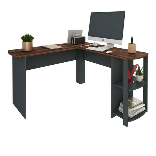 Office Table Luma 6121 Curved  135*135*74.8Cm Brown/Gray  (Limited 3 Months Warranty)