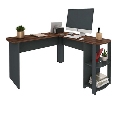Office Table Luma 6121 Curved  135*135*74.8Cm Brown/Gray  (Limited 3 Months Warranty)