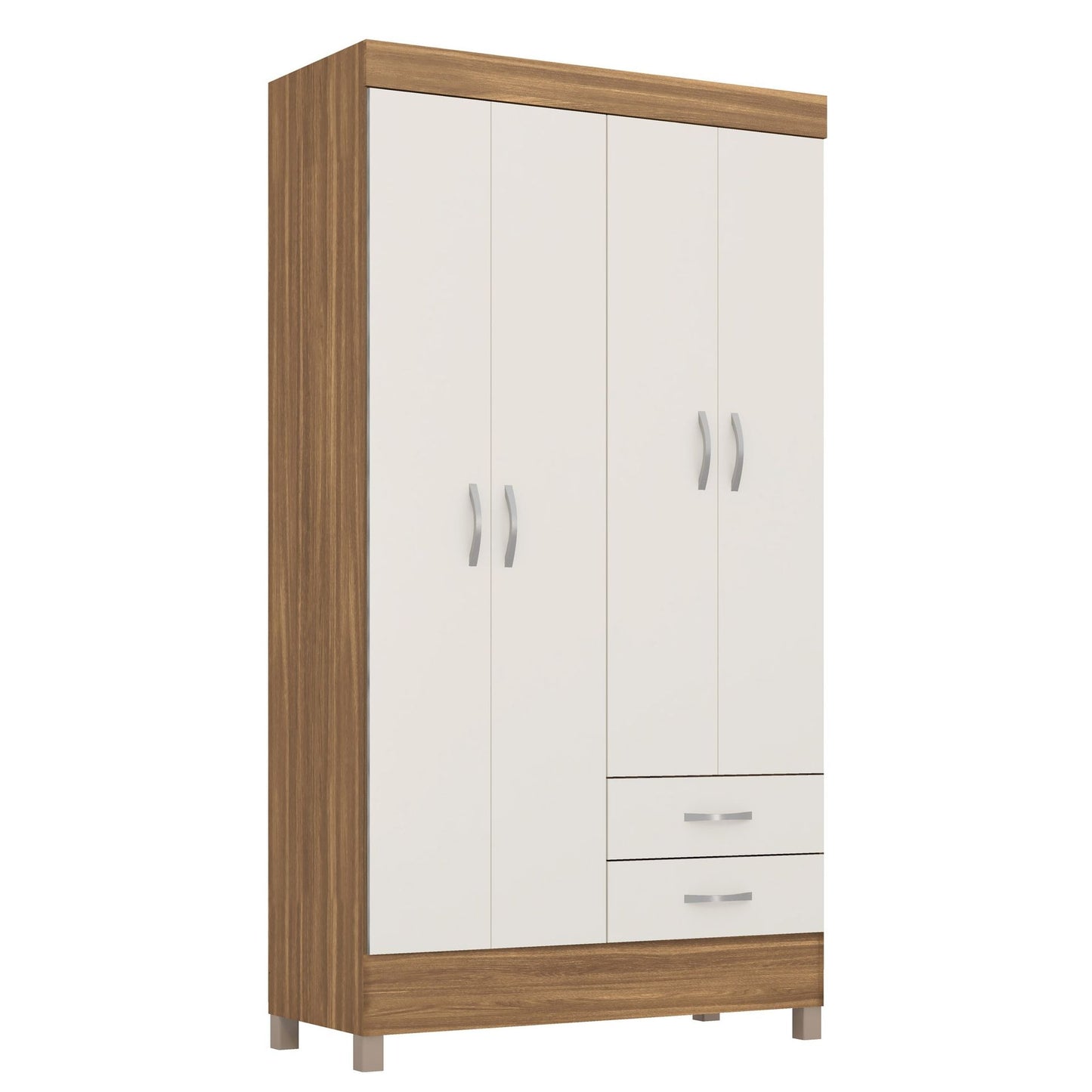Wardrobe Astro 42860/140 4 Doors With 2 Drawers 110*201*47 Cm  Off White / Brown   (Limited 3 months Warranty)